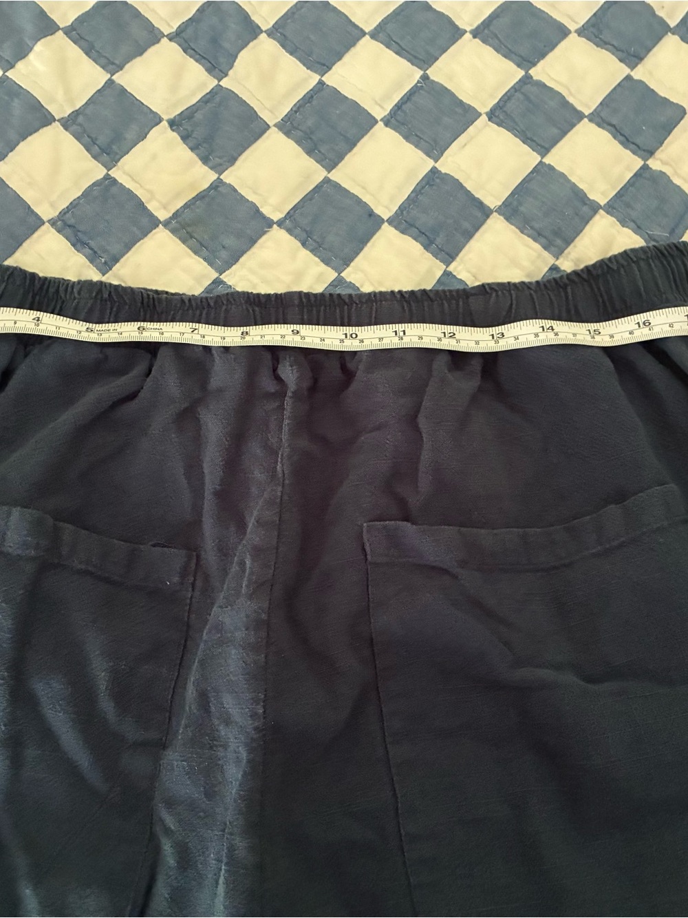 Dark teal/navy linen lantern pants. - Picture 4 of 6